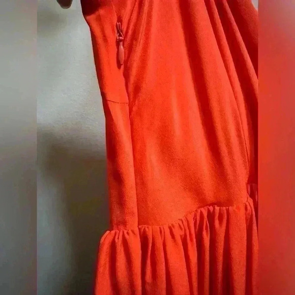 NEW Rebecca Taylor All Tied Up Silk Midi Dress Orange Women’s 0 Elegant Formal - Picture 8 of 9
